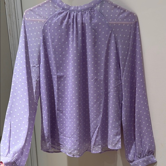 Allegra K Women Chiffon Work Formal Casual Tie Back Long Sleeve Polka Dot Blouse - Picture 6 of 13